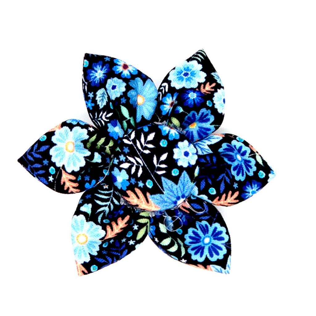 Scottie Paws Flower Bow - Blue Floral