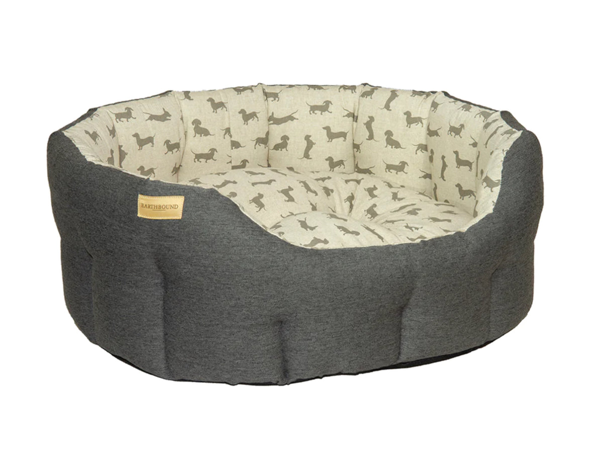 Earthbound Classic Brushed Dachshund Pet Beds Grey Murphy & Bailey