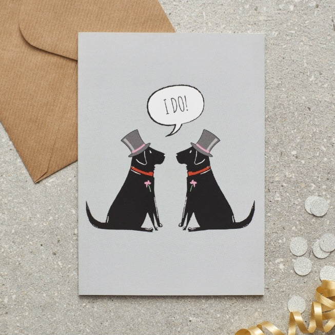 Gay Wedding/Civil Partnership Card - Black Labrador