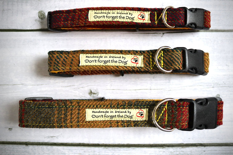 Don’t Forget the Dog - Red and Amber Gold Tweed Dog Collar