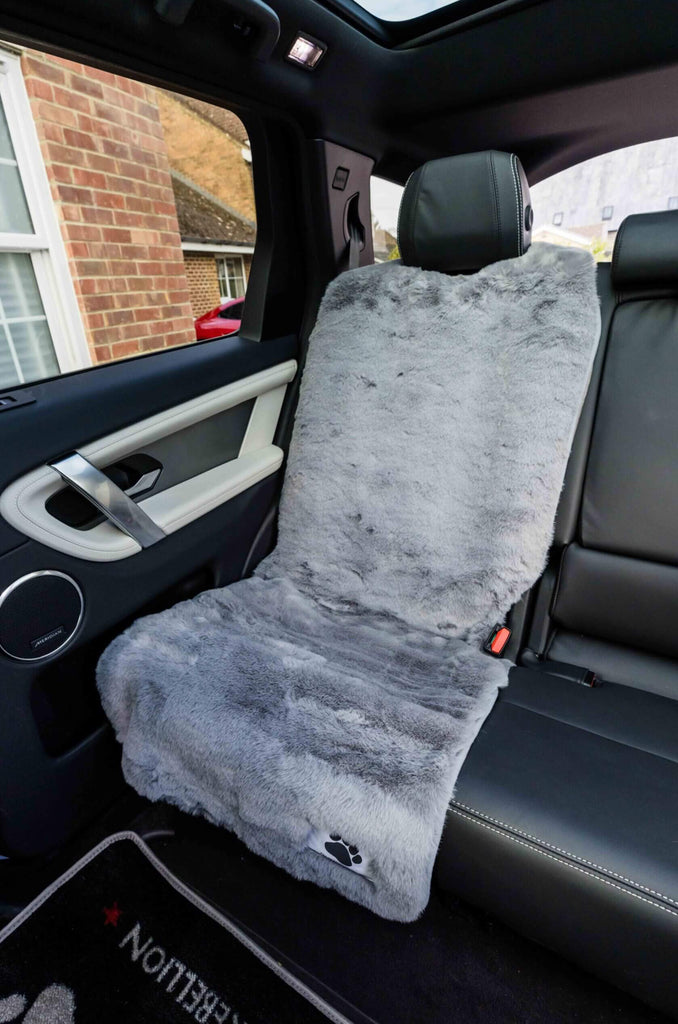 Comfy Car Cover- Grey Faux Rabbit Fur (Pet Rebellion)