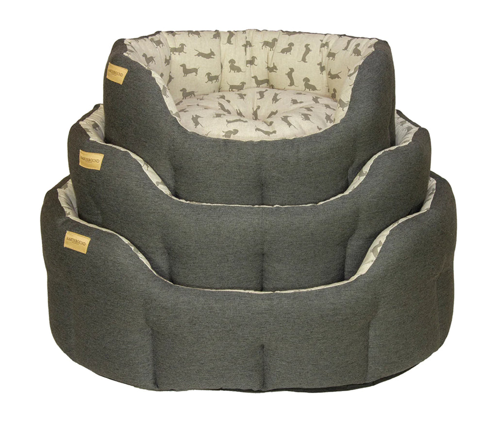 Earthbound Classic Brushed Dachshund Pet Beds - Grey