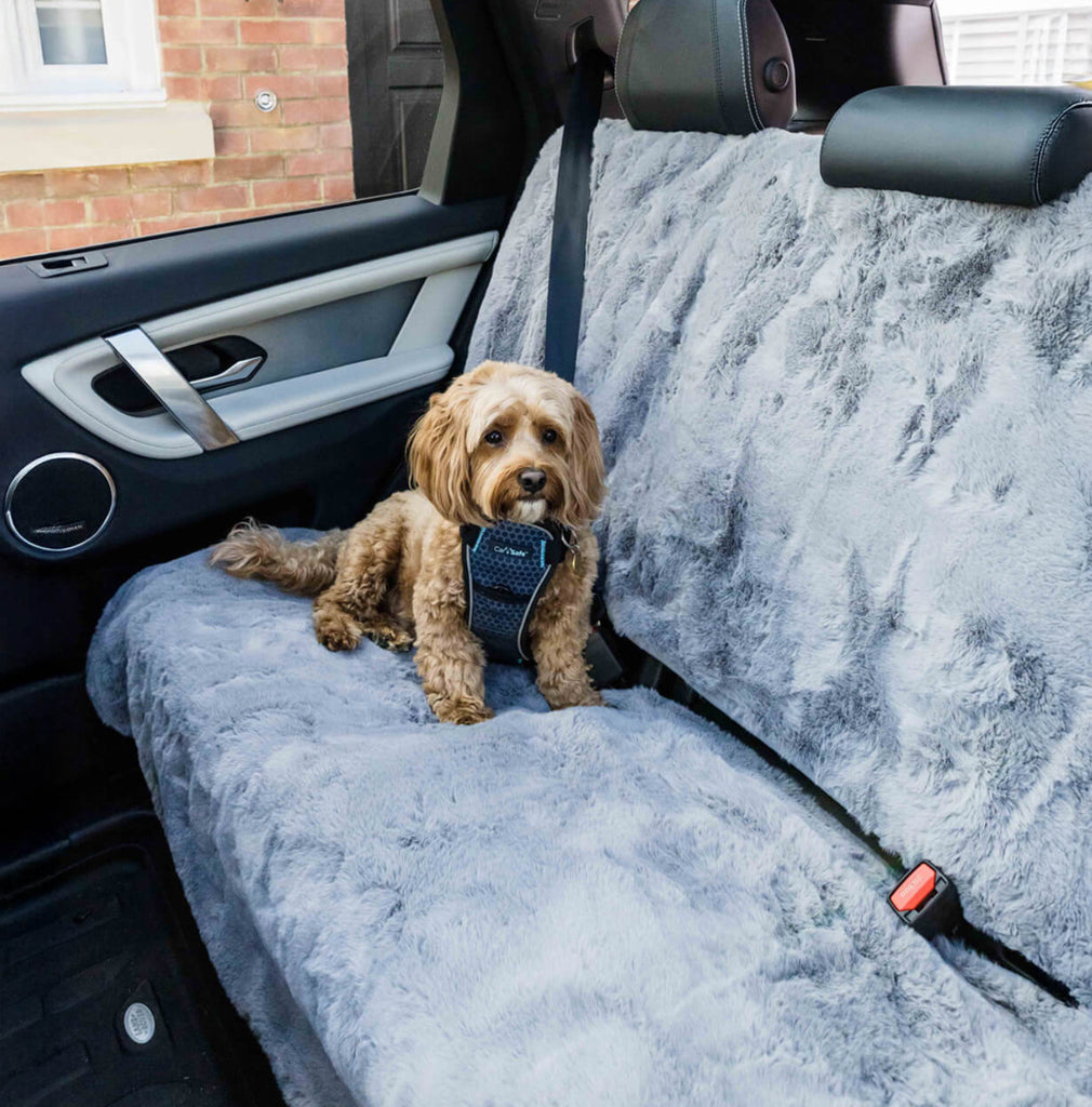 Comfy Car Cover- Grey Faux Rabbit Fur (Pet Rebellion)