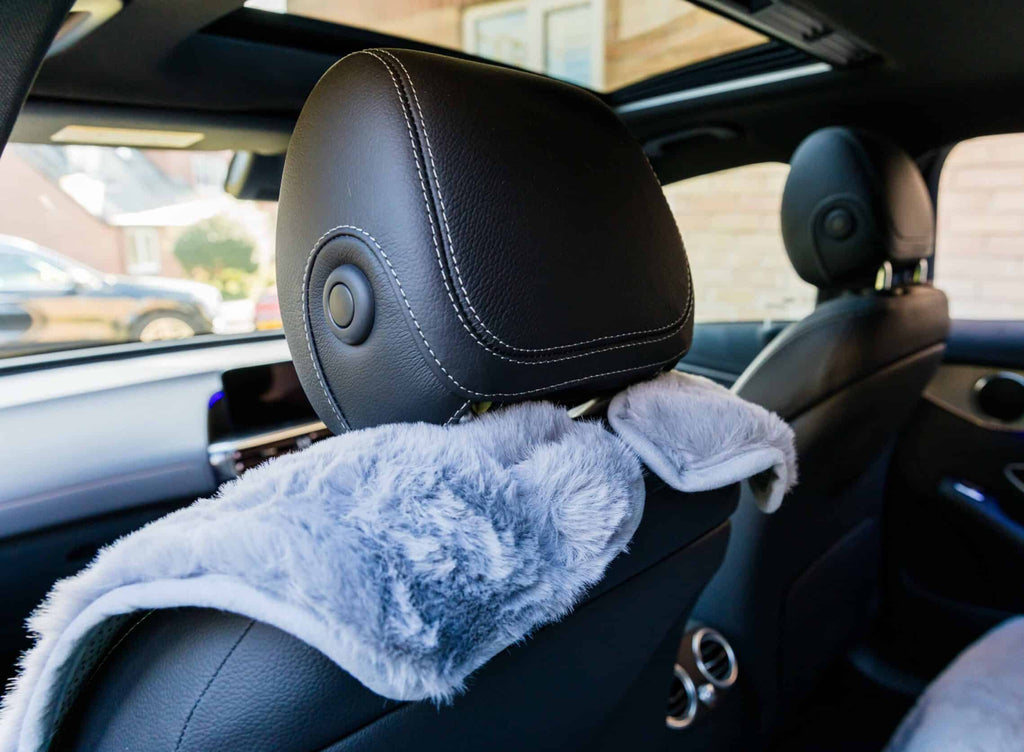 Comfy Car Cover- Grey Faux Rabbit Fur (Pet Rebellion)