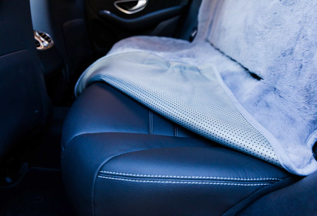 Comfy Car Cover- Grey Faux Rabbit Fur (Pet Rebellion)