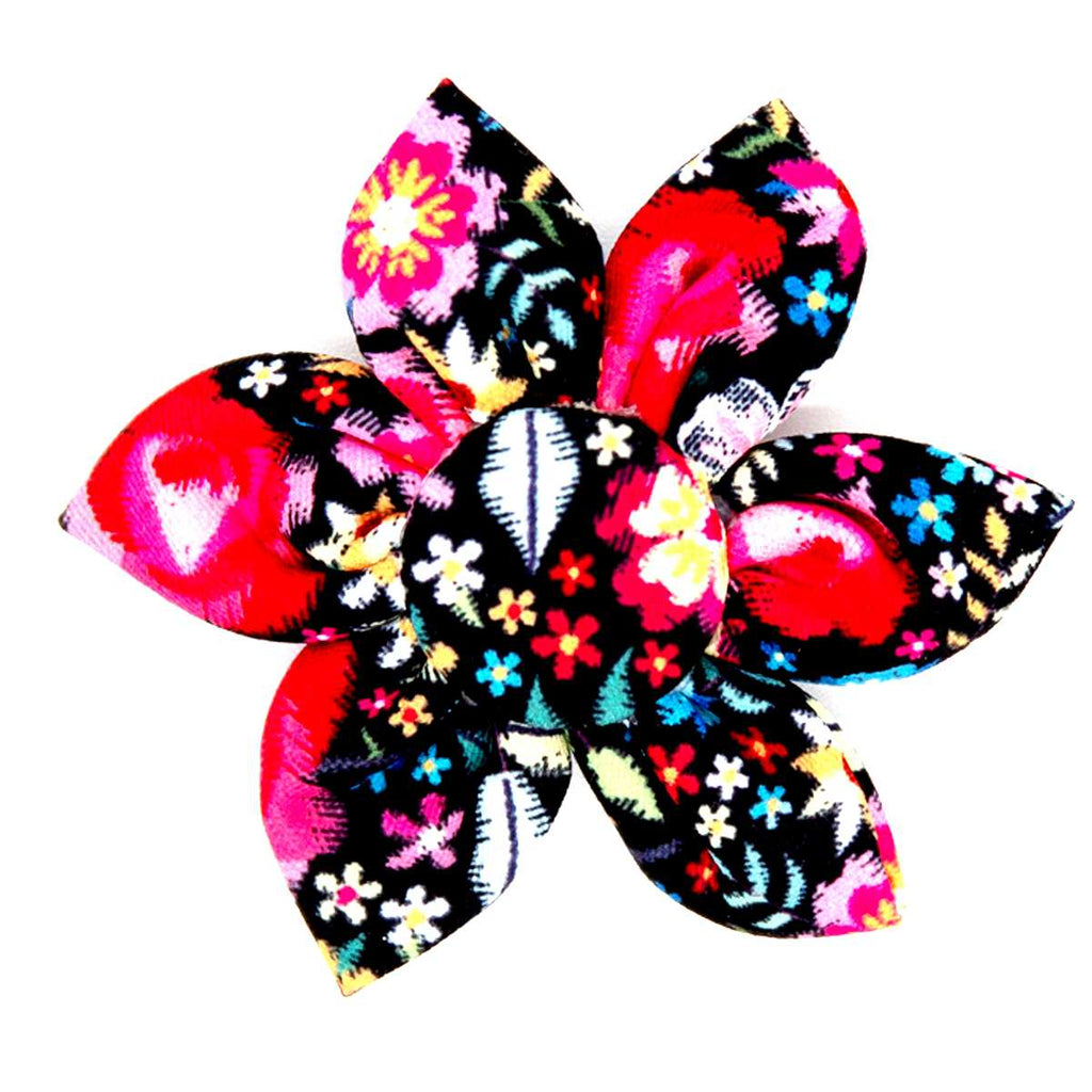 Scottie Paws Flower Bow - Red Floral