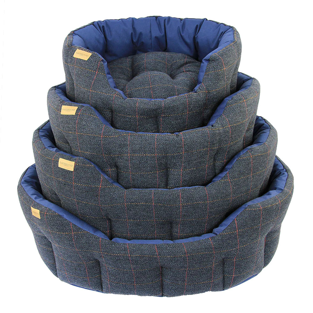 Earthbound Traditional Tweed & Waterproof Pet Beds - Navy