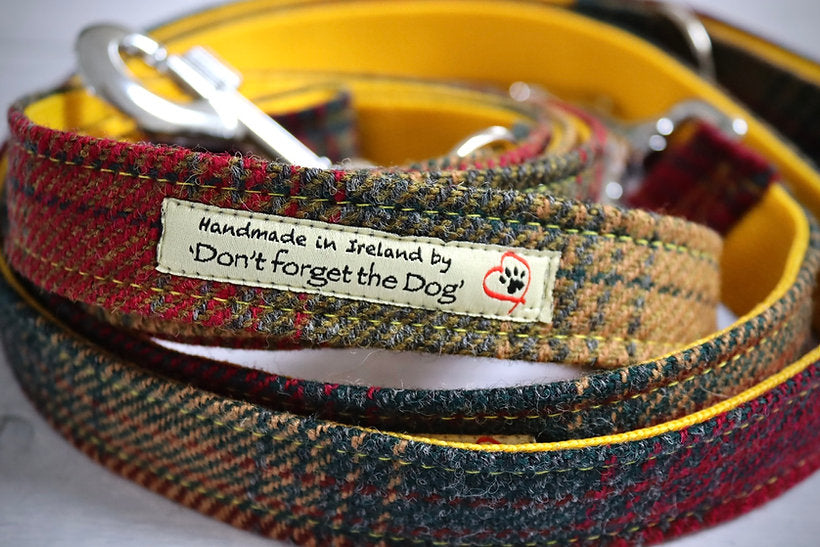 Don’t Forget the Dog - Red and Gold Tweed Dog Lead (metal clasp)