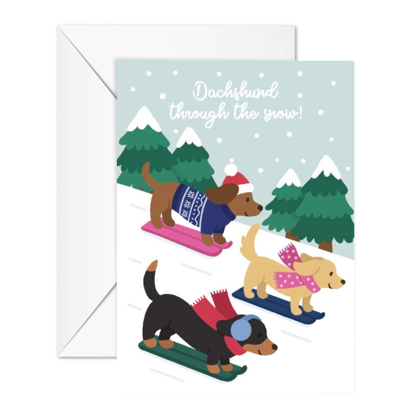 Dachshund Through the Snow Christmas Card