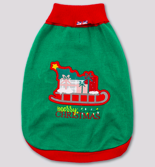 Christmas Santa's Sleigh Dog Jumper