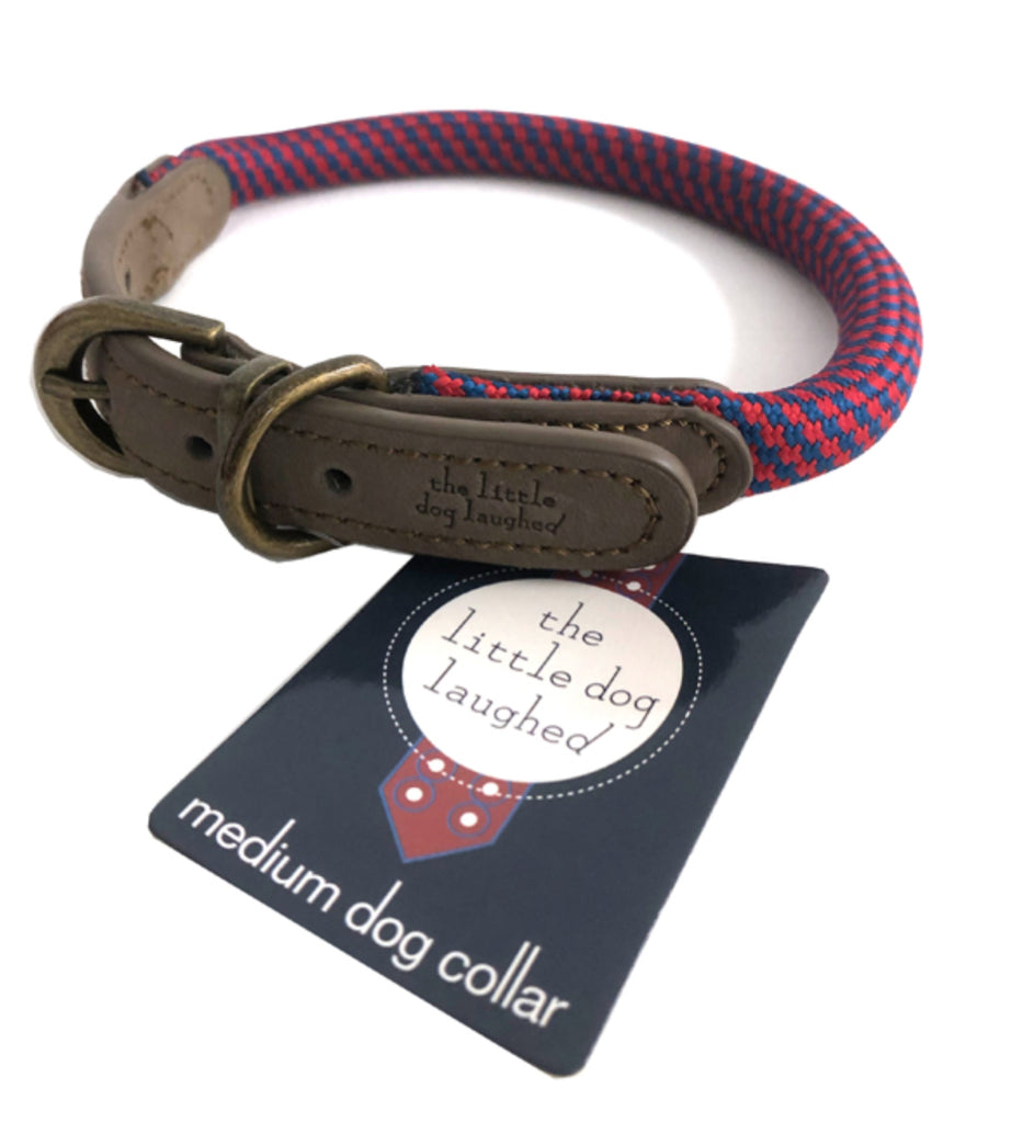 The Little Dog Laughed Designer Rope Collar - Red & Blue