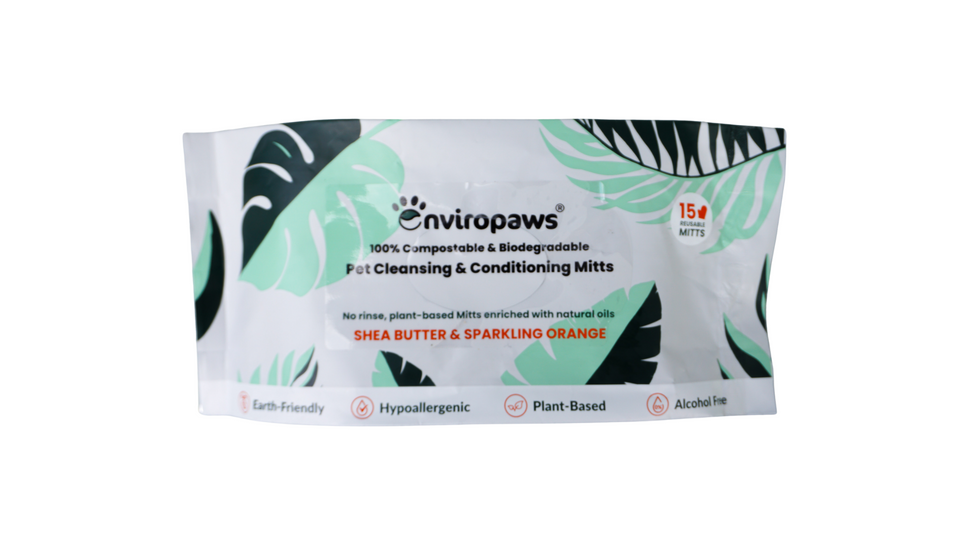 ENVIROPAWS Compostable Pet Cleansing and Conditioning Mitts (wipes)