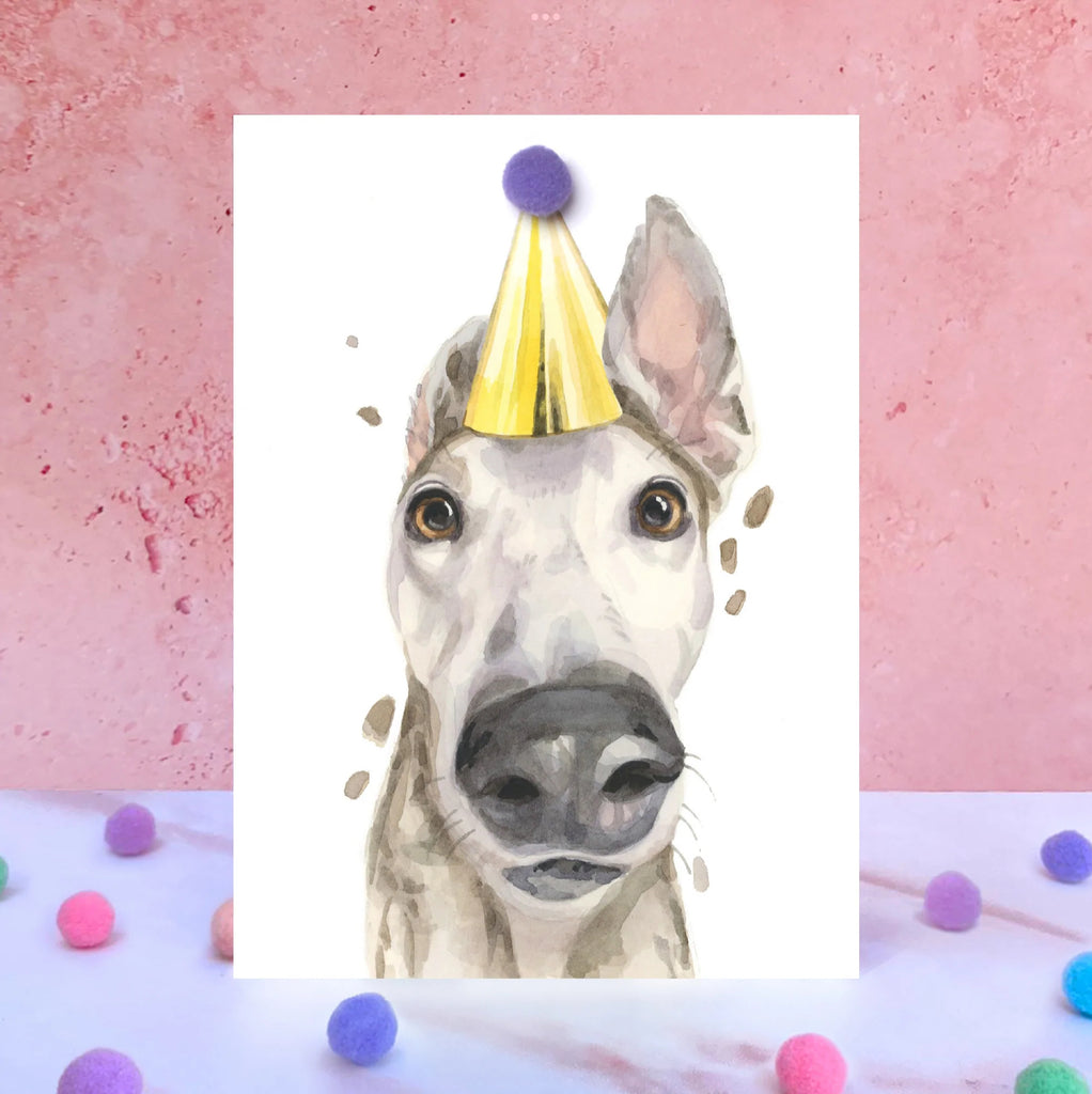 Greyhound Party Hat Card