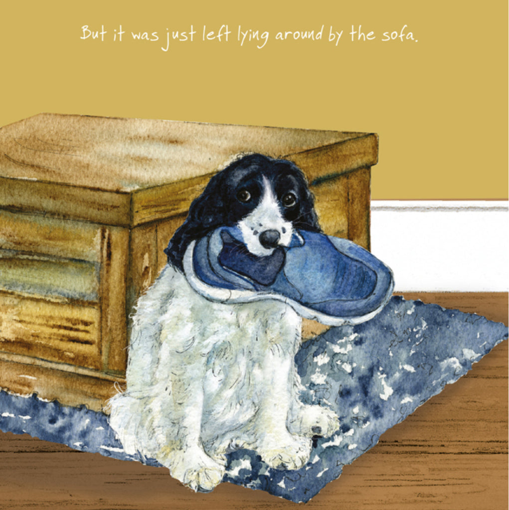 Spaniel Greeting Card - But it was just left lying around by the sofa